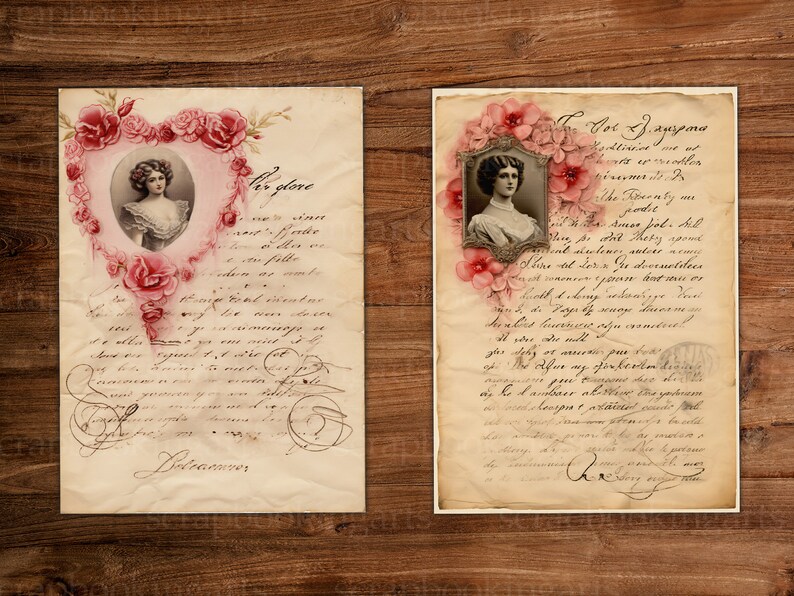 Valentine's Digital Papers, Scrapbook Pages, Valentine Junk Journal Kit