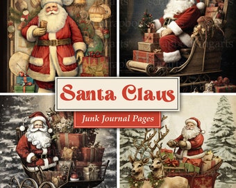 Santa Claus Junk Journal, Card Making, Christmas Printable, Digital Scrapbook Pages, Digital Paper Craft, Scrapbook Supplies, Christmas Gift