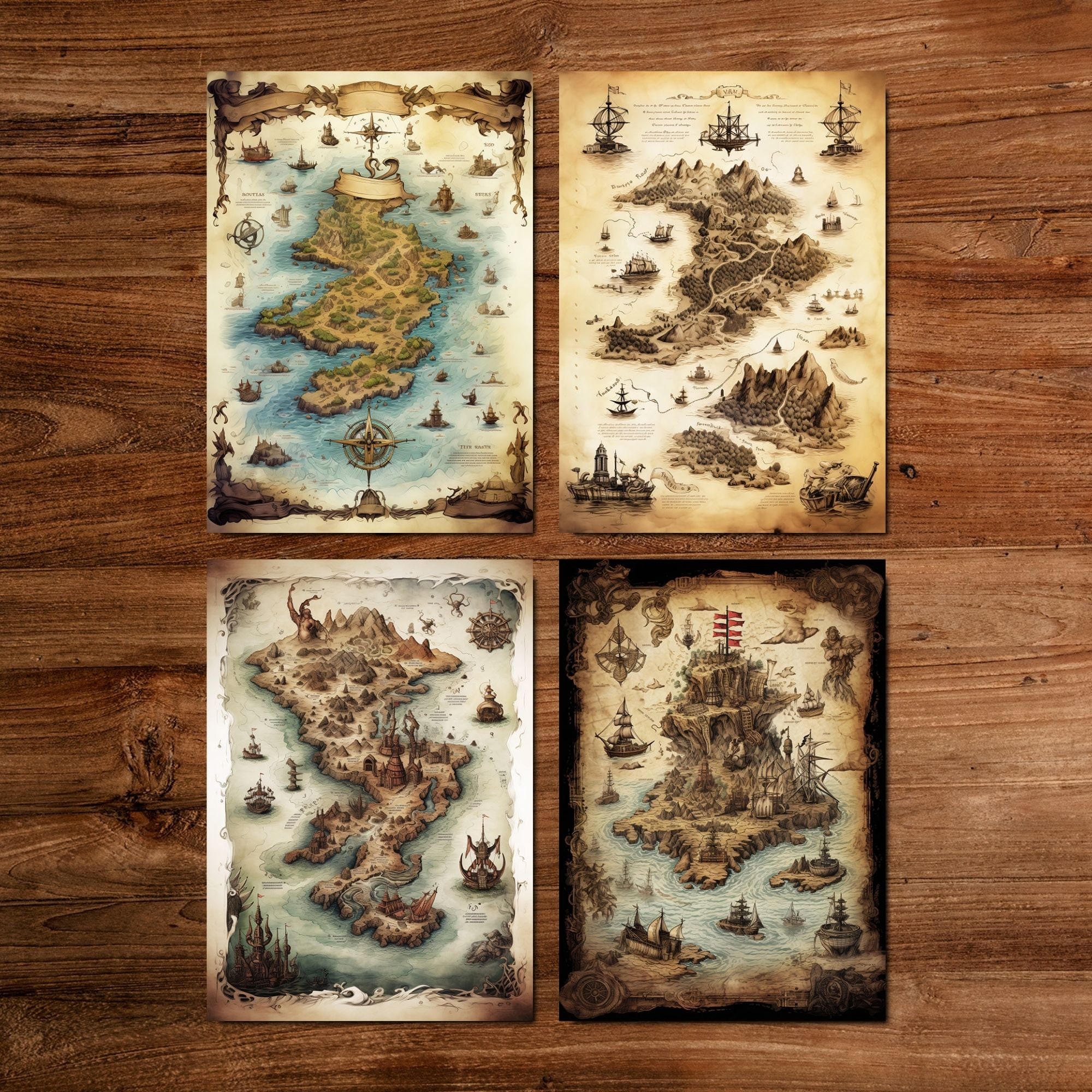 Treasure Island Printable Paper, Junk Journal Kit, Printable Vintage ...