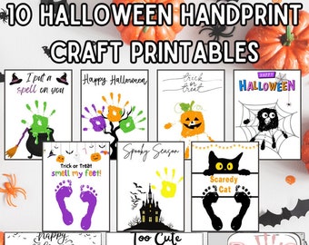 Artesanato de impressão de mão de Halloween | Artesanato de Halloween | Arte de impressão de mão de Halloween | Arte de impressão de mão de Halloween | Pré-escola de Halloween | Artesanato para impressão