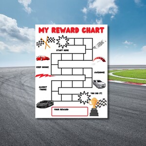 Kids Behavior Reward Chart- Race Car Behavior Chart- Sticker Chart- Kids Reward Chart