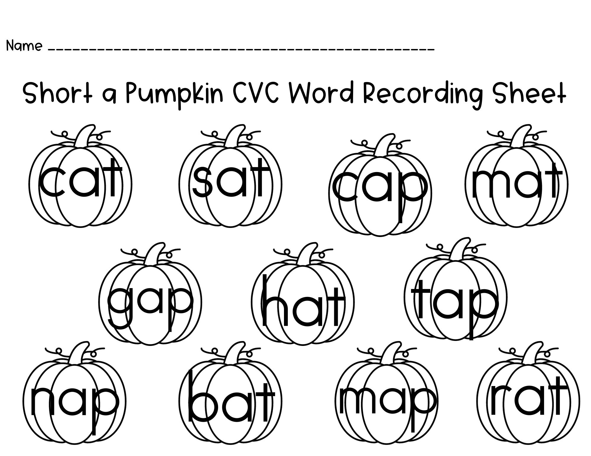 Fall Short a Words CVC Sensory Bin Cards Etsy