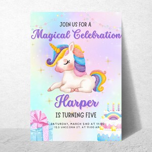 Magical Unicorn Birthday Invitation - Editable and Enchanting! Instant Download