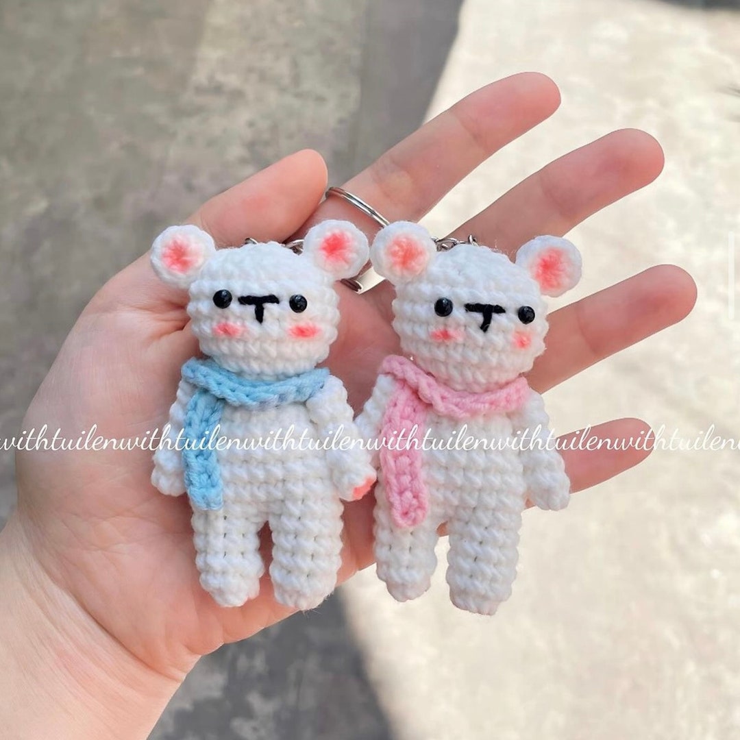Crochet Cute Bear Keychain, Accessories for Bags, Couples Keychain ...