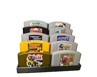 N64 game Cartridge display storage stand Nintendo 64 slanted
