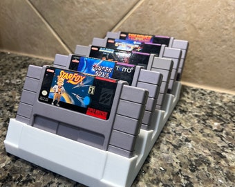 SNES 5 Game Cartridge Display Super Nintendo stand holder storage