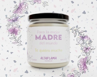 Vela aromática Día de la madre. White Musk y Mandaria. Vela artesana hecha a mano, aromas naturales para toda la casa. Edición limitada.