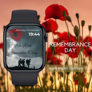 Remembrance Day iWatch Wallpaper for November 11th featuring a Tommy for veterans Poppy Lest we forget