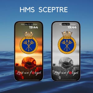 HMS Sceptre (Android & iPhone) Remembrance Mobile Phone wallpaper, Royal Navy, Submariner, dolphins, gift veteran Submarines. Lest we Forget