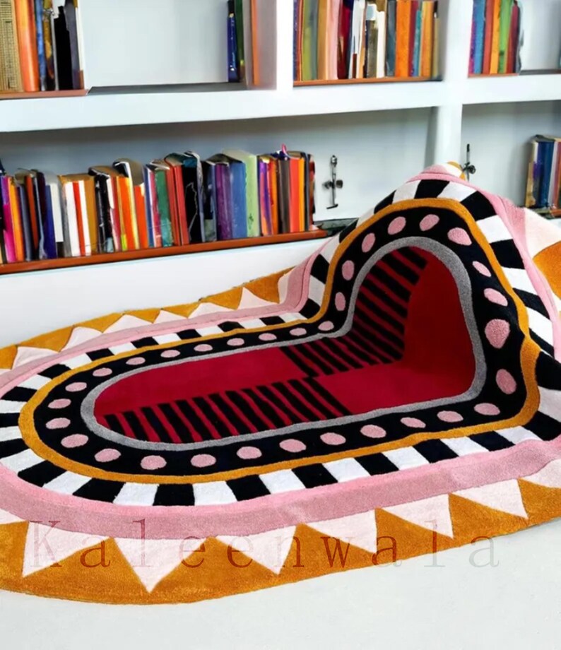 Stella Diva Pink With Red Rug: Modern Hand Tufted Wool Rug for Large ...
