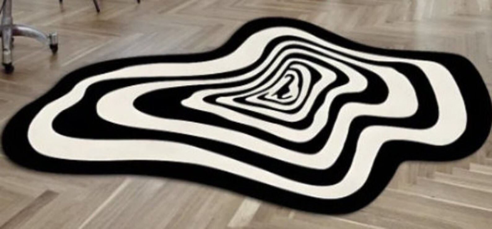Irregular Line Rug Abstract Black White Aesthetic Custom Area Rug for ...