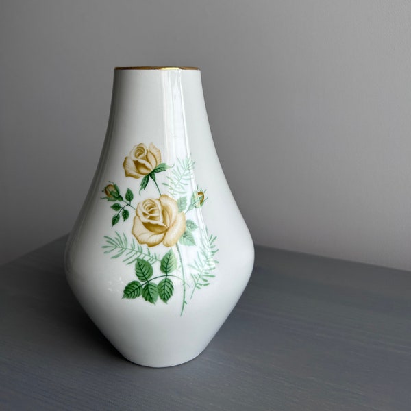 Edle Vase mit Goldrand Blumenmuster PMR Bavaria Jaeger & Co Germany