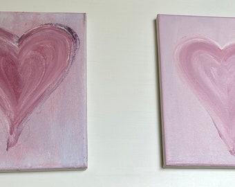 Pink heart paintings | acrylic paint on unframed canvas.