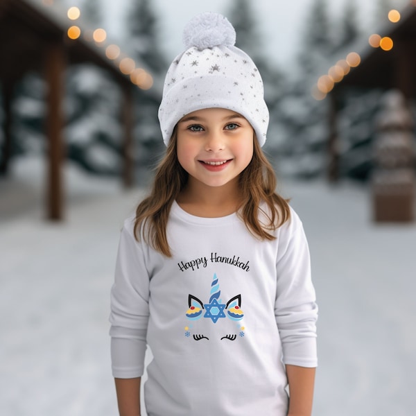 Hanukkah Long Sleeve Shirt, Happy Hanukkah Shirt, Toddler Hanukkah Shirt, Kids Hanukkah Outfit, Hanukkah Apparel for Kids