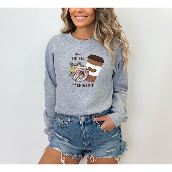 Crochet and Coffee Sweatshirt, crochet shirt, crochet sweatshirt