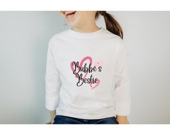 Bubbe's Bestie Long Sleeve Toddler Shirt, Toddler Long Sleeve Shirt, Jewish Kid's Apparel