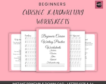 Beginners Cursive Handwriting Practice Sheets, Practice Cursive Alphabet & Cursive Worksheets, Homeschool Resource