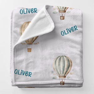 Personalized Soft Balloon Baby Blanket, Custom Name Velveteen Plush Blanket