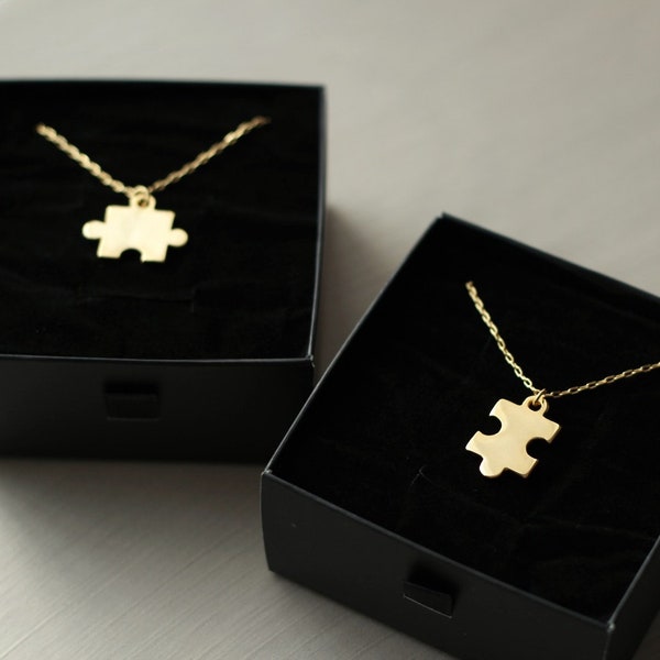 Friendship Puzzle Necklace | Gold Plated Couple Matching Necklace 2 Pieces