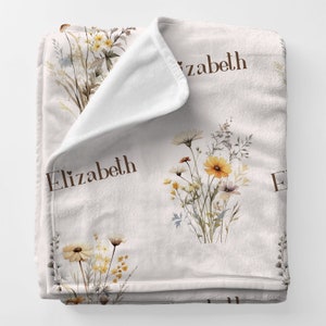 Personalized Wildflower Bouquet Baby Blanket