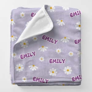 Manta personalizada para bebé Daisy, manta de felpa de pana con nombre personalizado