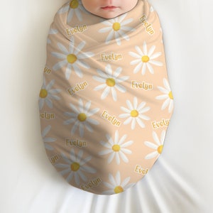 Personalized Daisy Swaddle Blanket