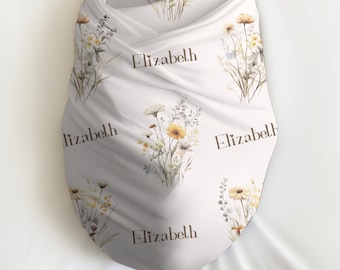 Personalized Wildflower Bouquet Swaddle Blanket