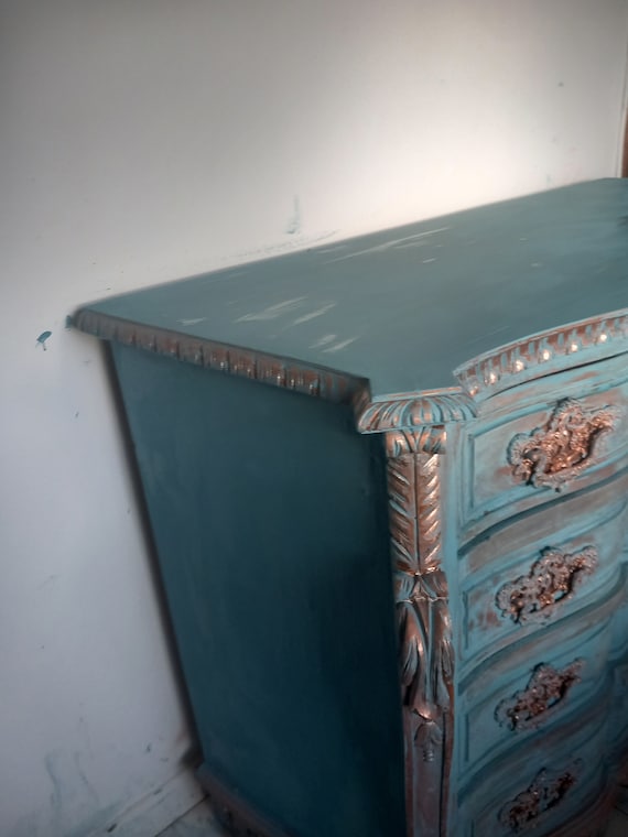 annie sloan blue dresser Hand Painted Chalk Paint Dresser, Intense and Gold Color:All Black all-items Azazie Plus Size Mini