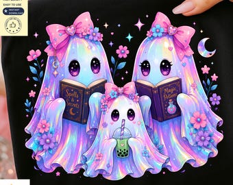 Cute Ghost PNG | Coquette Halloween PNG | Kawaii Ghost Shirt Design | Pastel Spooky Season Sublimation PNG | Digital Download