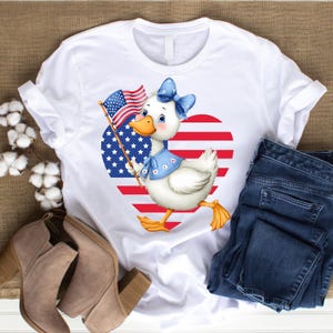 4th of July Goose Clipart PNG, Cute Patriotic Duck with American Flag,Independence Day Sublimation Design ,USA Memorial Day Digital Download