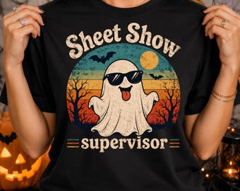 Funny Halloween School Supervisor Sublimation Design | Ghost Teacher Shirt PNG | Retro Halloween Digital Download  Sheet Show Supervisor PNG