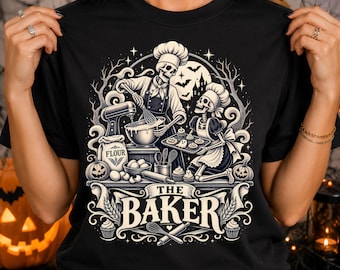 Skeleton Baker PNG, Halloween Baking Shirt Design, Spooky Chef Sublimation, Vintage Baking Digital Download, Baker Gift Funny Halloween.