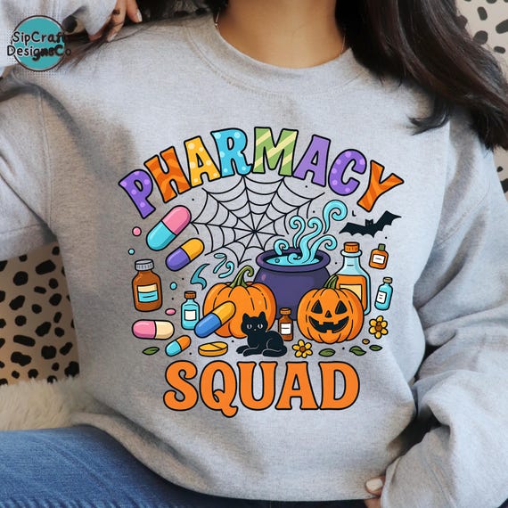 Pharmacy Squad Halloween PNG: Pharmacist T-Shirt Sublimation Design (Digital Download