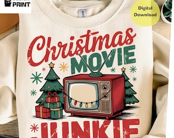 Retro Christmas PNG Sublimation Design | Christmas Movie Junkie Png | Merry Christmas Png | Funny Christmas Png