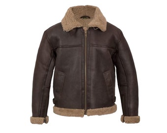 Men Aviator Bomber B3 Shearling Fur Genuine Leather Jacket - Etsy