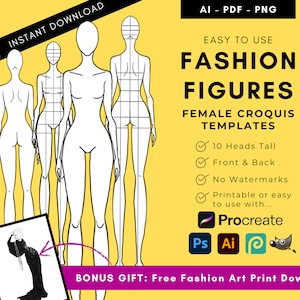 FASHION FIGURES  Technical Croquis Instant Download and Printable Templates