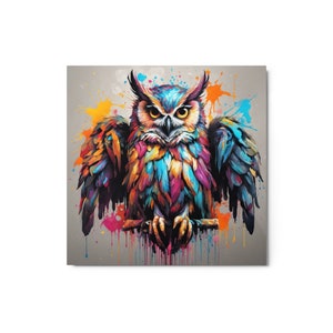 Abstract Colorful Owl Wall Art Gift Metal Print