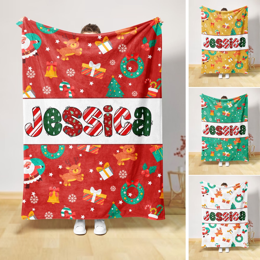 Personalized Christmas Blanket Custom Name Soft Cozy Sherpa Etsy