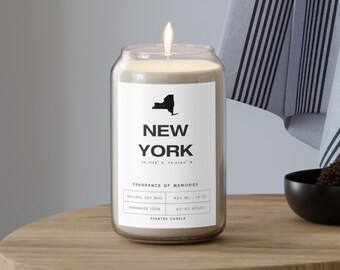 New York Soy Scented Custom Candle, Personalized Handmade US State Gift, Soy Wax Unique Candle for Him for Her, NYC Travel Souvenir