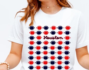 Houston Football Women Shirt, Bella Canvas 3001 Tee, Game Day T-Shirt for Her, Texan Fan Girl Outfit, Houston Football Tailgate Sunday Shirt
