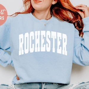 Felpa oversize Rochester NY, pullover Rochester Varsity, pullover girocollo New York State, felpa college Cozy Comfort Colors®