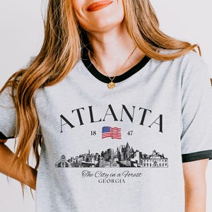 Atlanta Georgia Crewneck Shirt  | Atlanta Skyline Sketch Unisex Shirt | Retro and Unique Atlanta City Souvenir for Travel Lovers