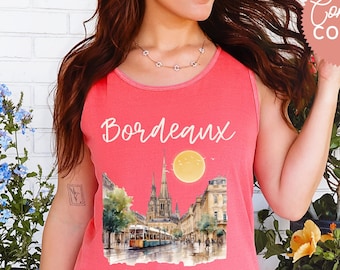 Bordeaux France Tank Top, French Travel Tank, Bordeaux City Illustration Shirt, Europe Vacation Top, La Belle Endormie Summer Tank