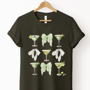 Coquette Bow Shirt for Cocktail Hour, Dirty Martini Social Club Shirt, Martini Shirt, Signature Cocktail Lover Gift, Girls Night Out Shirt