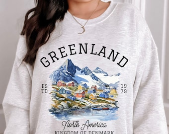 Bluza z kapturem Greenland | Bluza z kapturem Arctic Village and Nordic Landscape | Bluza z kapturem Greenland Scenery | Prezent podróżny Greenland