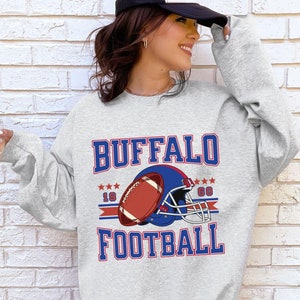 Vintage Buffalo NY-sweater | Retro Bill-voetbaltop | Buffalo NY Game Day ronde hals | Sunday Buffalo Football-sweater voor hem en haar