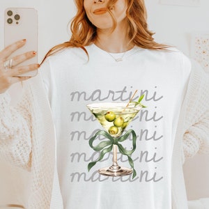 Coquette Bow Shirt for Cocktail Hour, Dirty Martini Social Club Shirt, Martini Shirt, Signature Cocktail Lover Gift, Girls Night Out Shirt