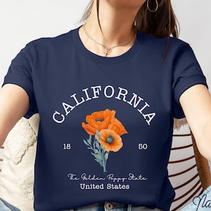 California Poppy Crewneck Shirt - Golden Poppy State Flower Shirt - Floral California Botanical Shirt - Wildflower Nature Lover Shirt