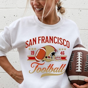 Vintage Niners Fußball-Sweatshirt, Retro San Francisco Spieltag Rundhalsausschnitt, SF Fußball-Pullover, San Francisco Pullover, Fußballfan-Pullover
