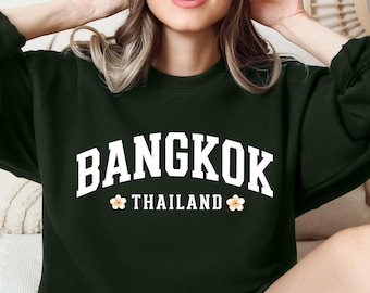 Bangkok Thailand Varsity Sweatshirt, Collegiate Bangkok Crewneck, Thailand Travel Sweatshirt, Bangkok Souvenir Gift, Preppy Pullover